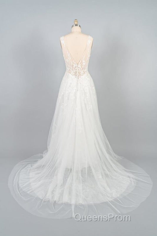 V-neck Appliques Tulle A-line Wedding Dress Secondary image