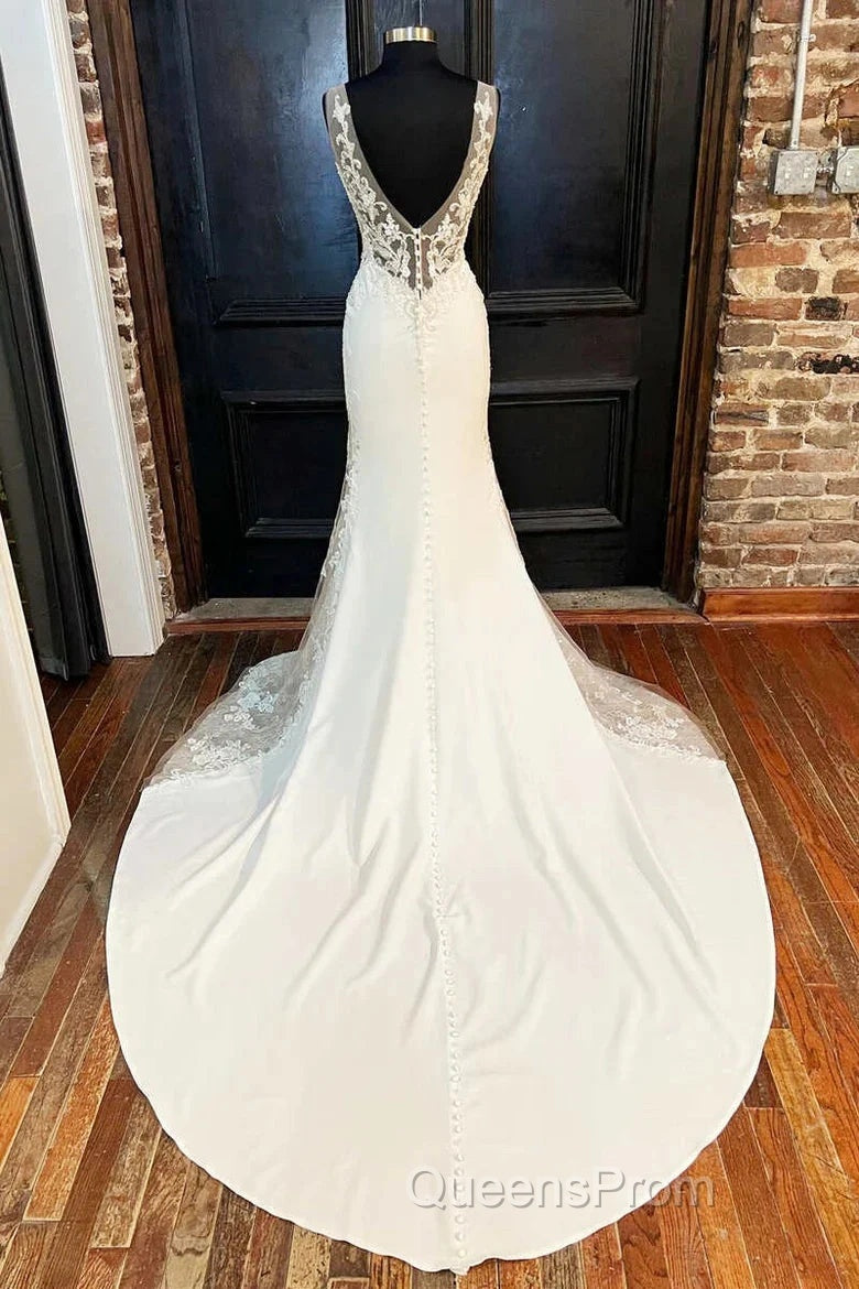 V-Neck Backless Mermaid Long Wedding Gown Secondary image
