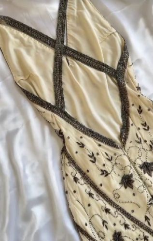 Fairytale Cream Beige/Black/Pink V Neck Sophisticated Elegant Floral Long Classy Evening Classy Prom Dress
