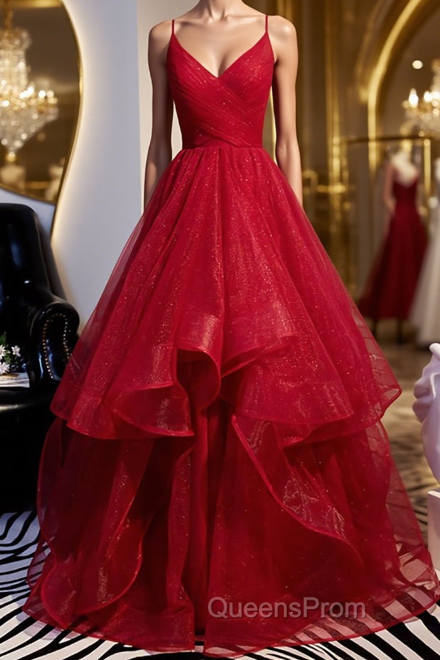 V Neck Burgundy Evening Prom Dress, Wine Red V Neck Formal Evening Dress Main image