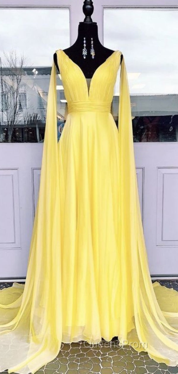 V-neck Chiffon Long Evening Prom Dress, A-line Evening Prom Dress Secondary image