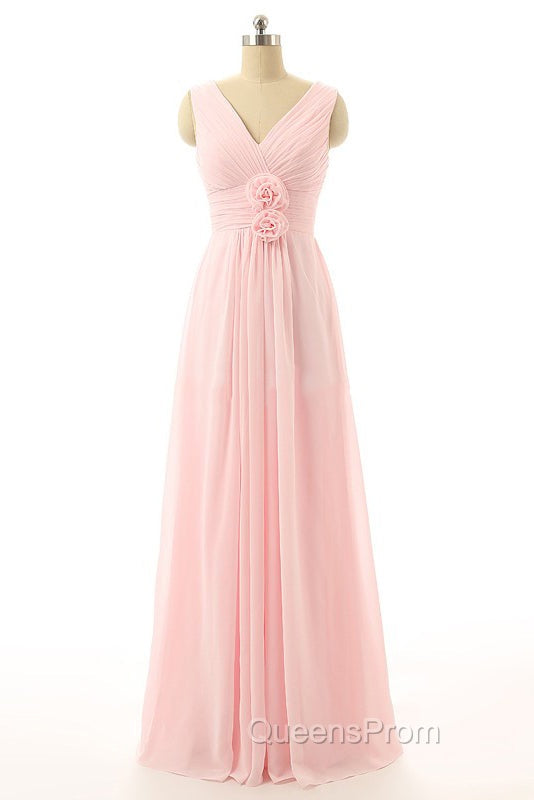 V-Neck Chiffon With Flower(S) Bridesmaid Dress