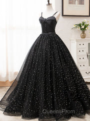 V Neck Glitter Black Long Evening Prom Dress