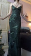 V Neck Green Classy Prom Dress Classy Evening Gowns With Sequin Appliques