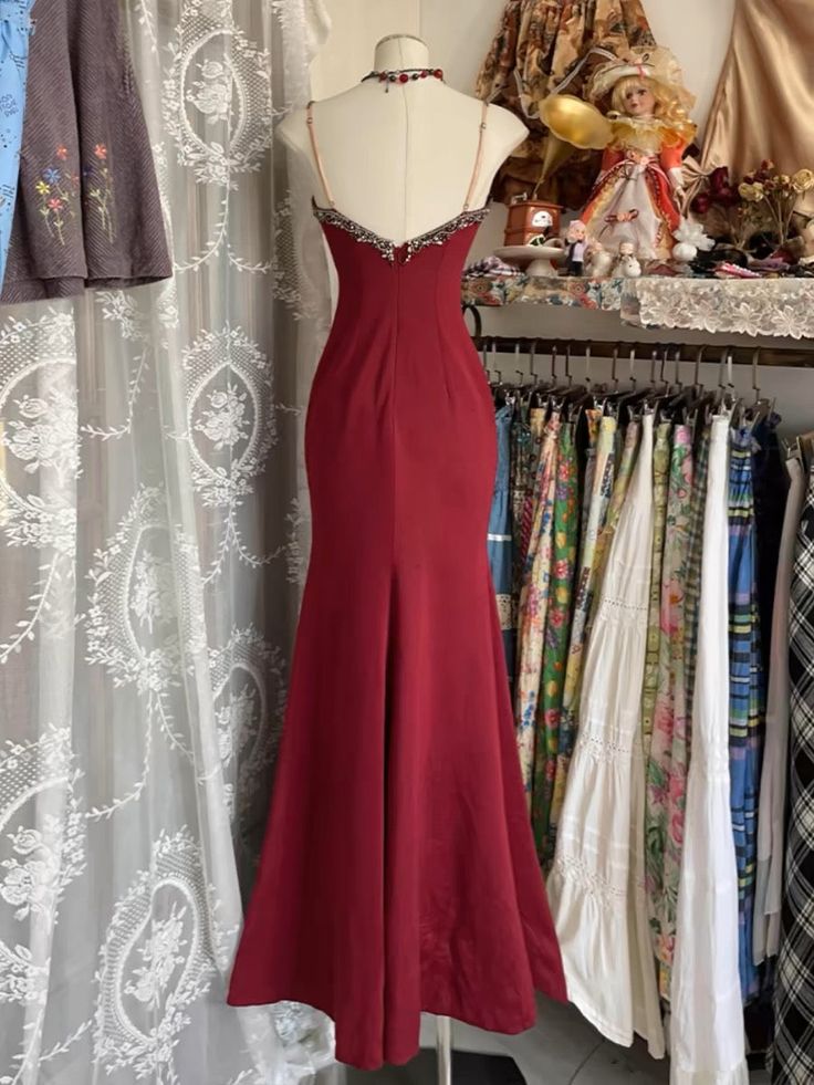 V Neck Lace Burgundy Long Classy Prom Dress Mermaid Classy Evening Party Gown Secondary image