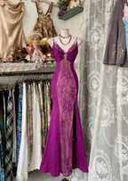 V Neck Lace Burgundy Long Classy Prom Dress Mermaid Classy Evening Party Gown