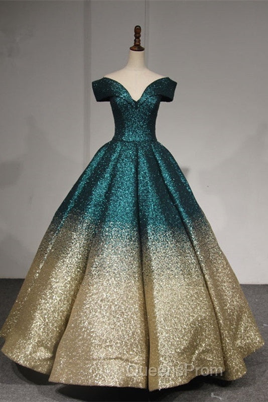 V-Neck Off The Shoulder Sequins Ball Gowns Quinceanera Dress