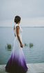 V Neck Ombre Classy Prom Dress, A Line Wedding Party Gown