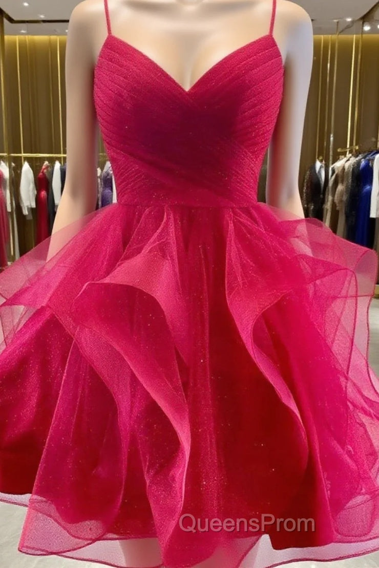 V Neck Short Burgundy Evening Prom Dress, Short Burgundy Formal Homecoming Graduation Dress Main image