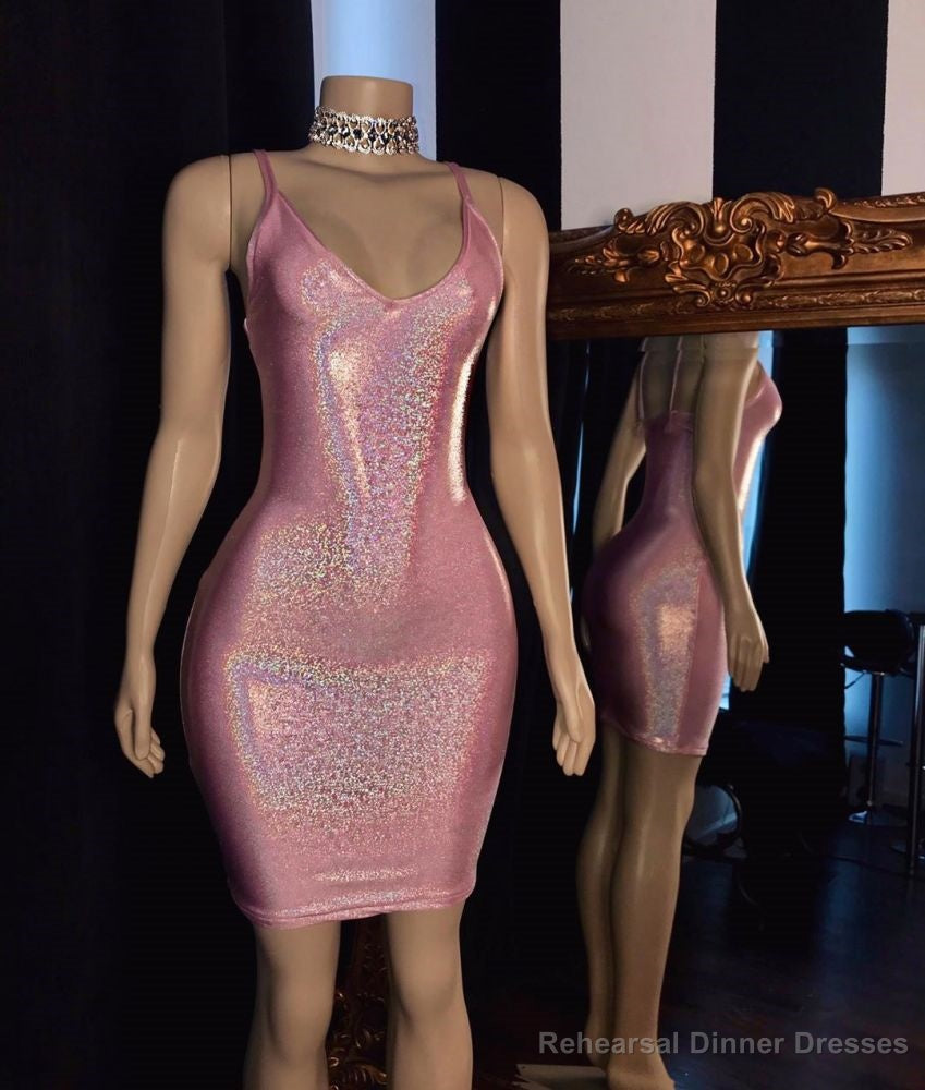 V-neck Spaghetti Shinning Mini Homecoming Dresses Secondary image
