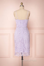 V-Neck Spaghetti Straps Lace Short Bridesmaids Dress