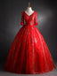 V-neck Tulle Sequins Short Sleeve Quinceanera Dress