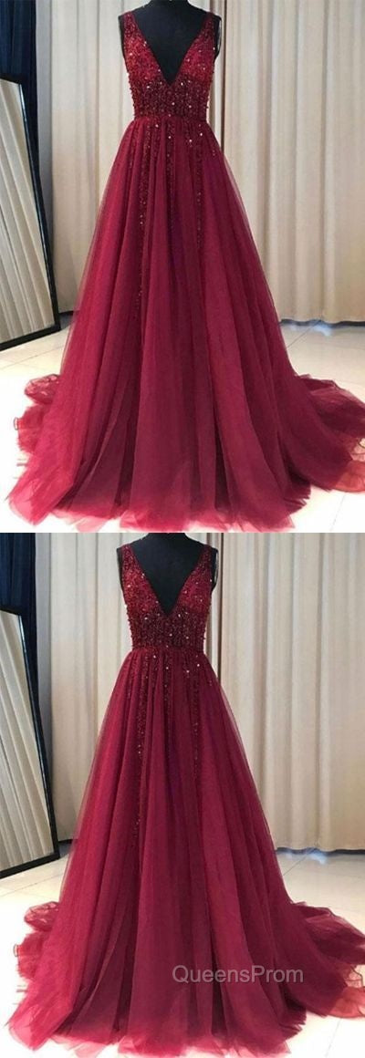 V Neckline Evening Prom Dress Long , Evening Dress, Formal Dress, Graduation School Party Dance Dress