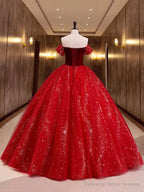 Burgundy Velvet Tulle Long Formal Dress, Burgundy Off Shoulder Prom Dress