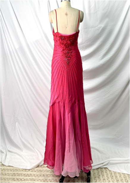 Vibrant Mermaid Thin Strap V-Neck Beaded Chiffon Long Classy Prom Dress Secondary image