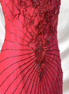 Vibrant Mermaid Thin Strap V-Neck Beaded Chiffon Long Classy Prom Dress