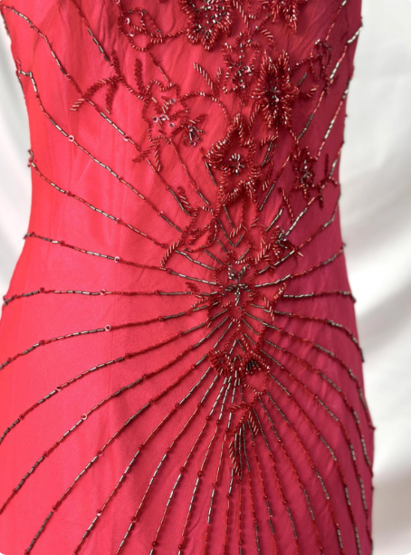 Vibrant Mermaid Thin Strap V-Neck Beaded Chiffon Long Classy Prom Dress