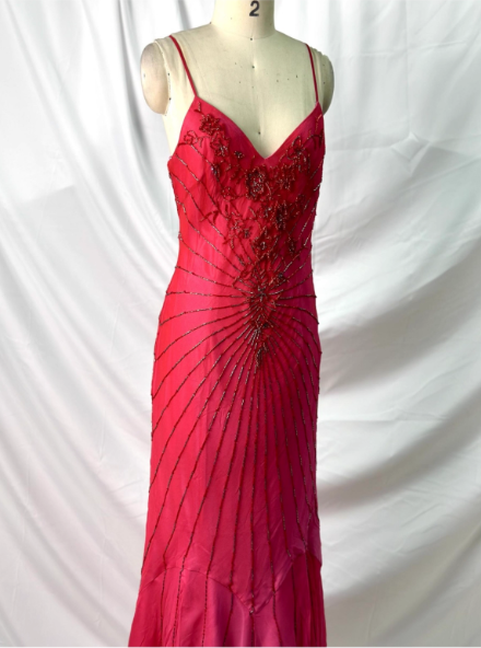 Vibrant Mermaid Thin Strap V-Neck Beaded Chiffon Long Classy Prom Dress