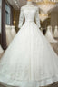 Vintage 1950S Lace Embroidery Ball Gowns Wedding Dress Long Sleeves