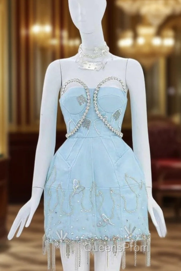 Vintage A-Line Blue Homecoming Dress 18Th Birthday Outfits Main image