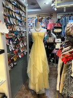 Vintage A Line Halter Yellow Long Birthday Dress Party Dress Birthday Outfit