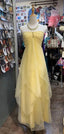 Vintage A Line Halter Yellow Long Birthday Dress Party Dress Birthday Outfit