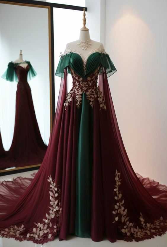Vintage A Line High Neckline Tulle Burgundy Classy Prom Dress Main image