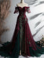 Vintage A Line Off The Shoulder Tulle Burgundy Classy Prom Dress