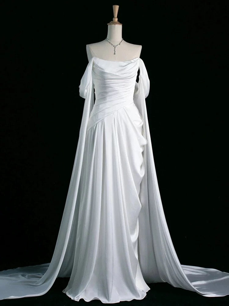 Vintage A Line Off The Shoulder Satin Classy Prom Dress Long Classy Evening Gown Classy Party Dress