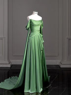 Vintage A Line Off The Shoulder Satin Classy Prom Dress Long Classy Evening Gown Classy Party Dress
