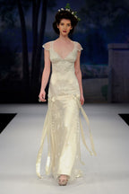 Vintage A Line Small Flying Sleeves Lace Satin Long Classy Evening Dress Party Dress