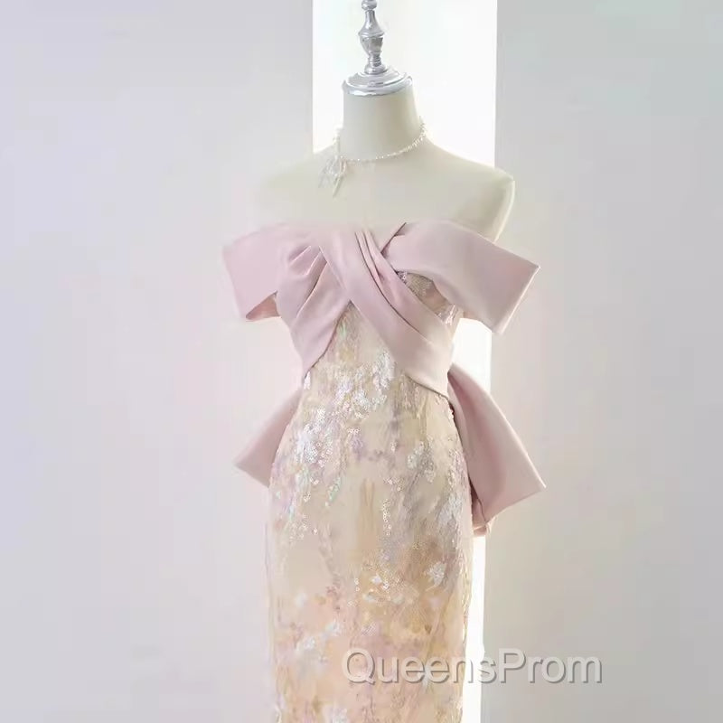 Vintage A Line Strapless Party Dress Pink Evening Prom Dress Secondary image