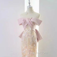 Vintage A Line Strapless Party Dress Pink Evening Prom Dress