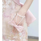 Vintage A Line Strapless Party Dress Pink Evening Prom Dress