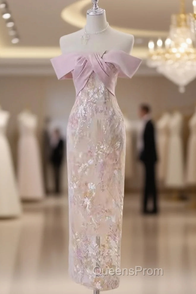 Vintage A Line Strapless Party Dress Pink Evening Prom Dress