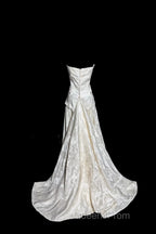 Vintage A Line Strapless White Lace Evening Prom Gown Fairy Evening Prom Dress