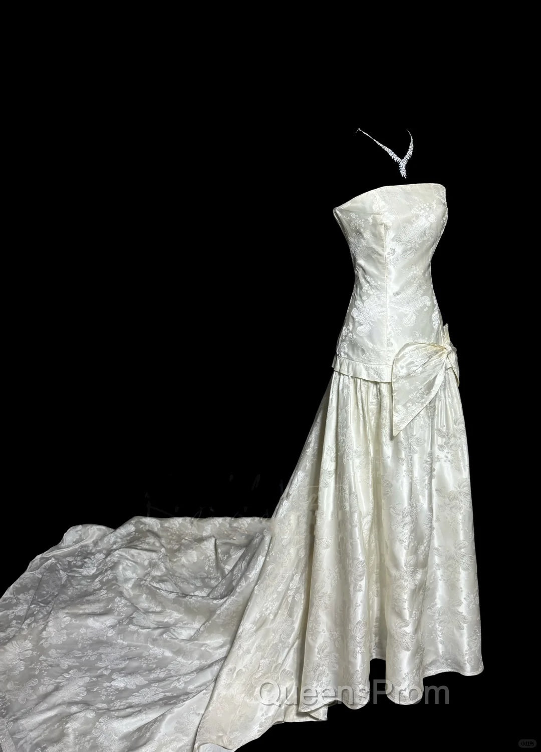 Vintage A Line Strapless White Lace Evening Prom Gown Fairy Evening Prom Dress