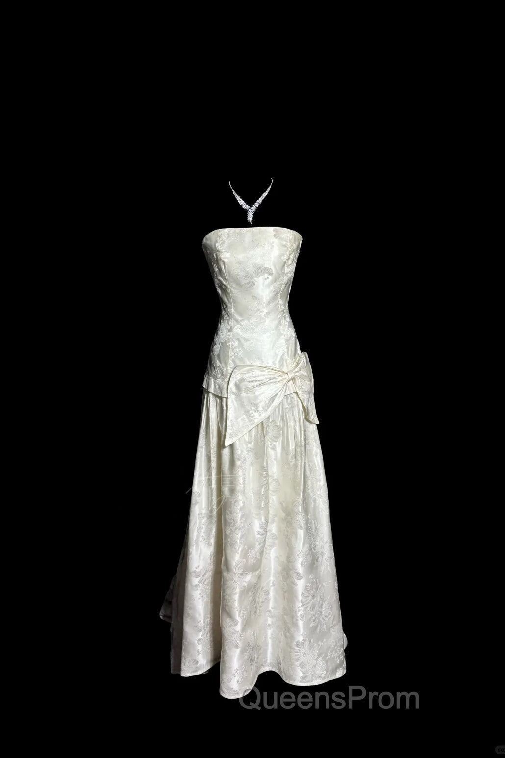Vintage A Line Strapless White Lace Evening Prom Gown Fairy Evening Prom Dress