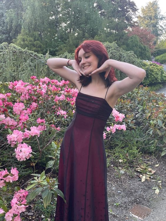 Vintage A Line Straps Burgundy Long Classy Prom Dress