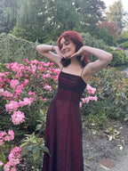 Vintage A Line Straps Burgundy Long Classy Prom Dress
