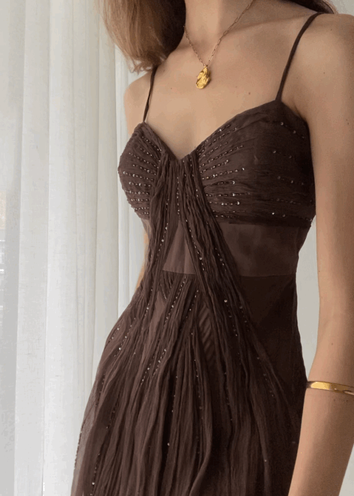 Vintage A Line Straps Floor Length Brown Classy Prom Dress Secondary image