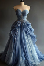 Vintage A-Line Sweetheart Chiffon Sequined Long Evening Prom Dress Evening Dress