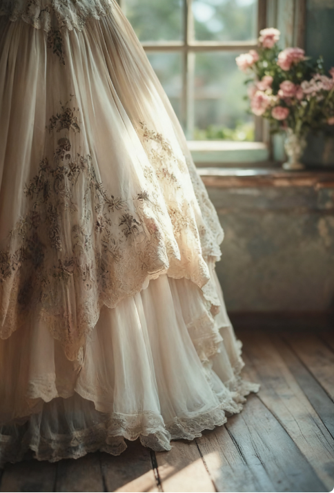 Vintage A-Line Sweetheart Neck Tulle Lace Long Classy Prom Dress Applique Sweet Flower Wedding Dress