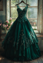 Vintage A-Line Sweetheart Neck Tulle Lace Long Classy Prom Dress Applique Sweet Flower Wedding Dress