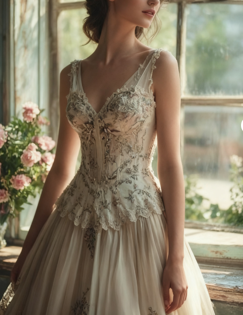 Vintage A-Line Sweetheart Neck Tulle Lace Long Classy Prom Dress Applique Sweet Flower Wedding Dress
