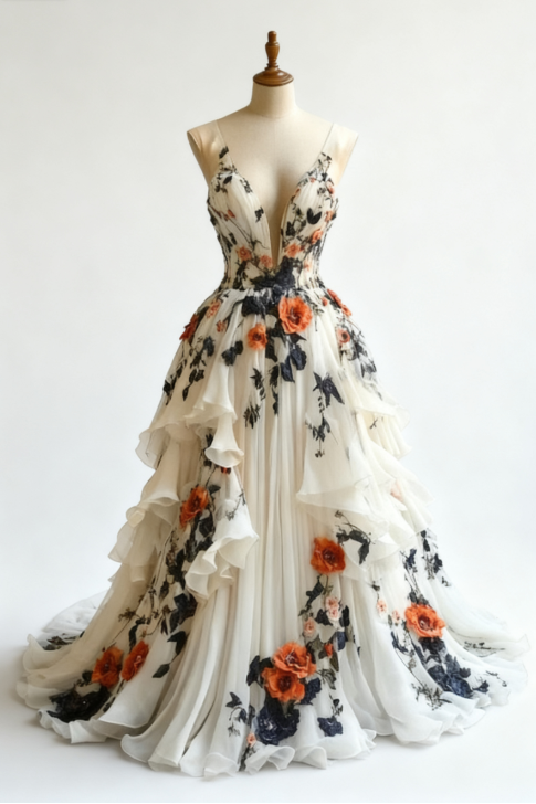 Fairytale A-Line Wedding Dress Œ¸Chiffon 3D Applique Classy Evening Dress Secondary image