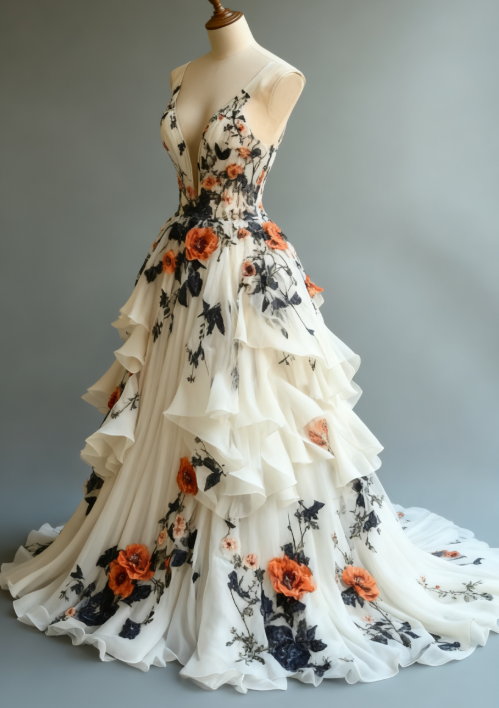 Fairytale A-Line Wedding Dress Œ¸Chiffon 3D Applique Classy Evening Dress
