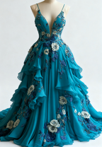 Fairytale A-Line Wedding Dress Œ¸Chiffon 3D Applique Classy Evening Dress