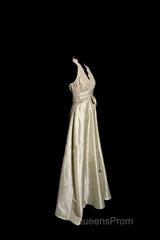 Vintage A Line V Neckline Champagne Lace Evening Prom Gown Fairy Evening Prom Dress