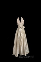 Vintage A Line V Neckline Champagne Lace Evening Prom Gown Fairy Evening Prom Dress